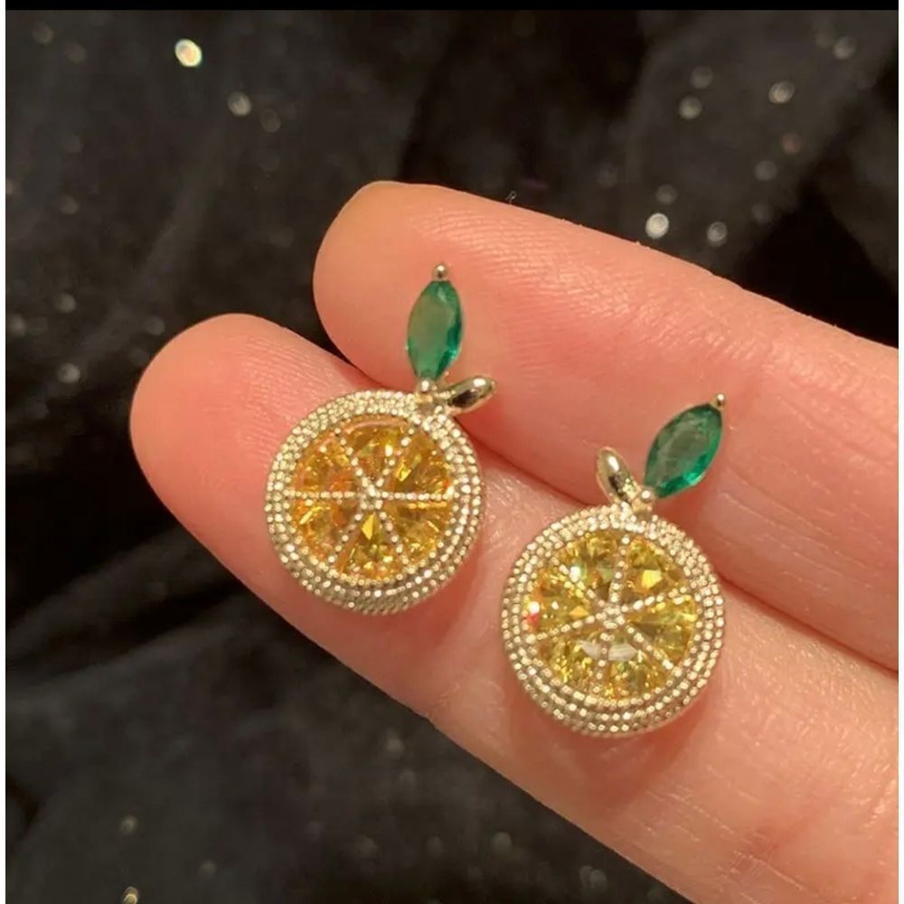 Yellow & Green Lemon Stud Earrings